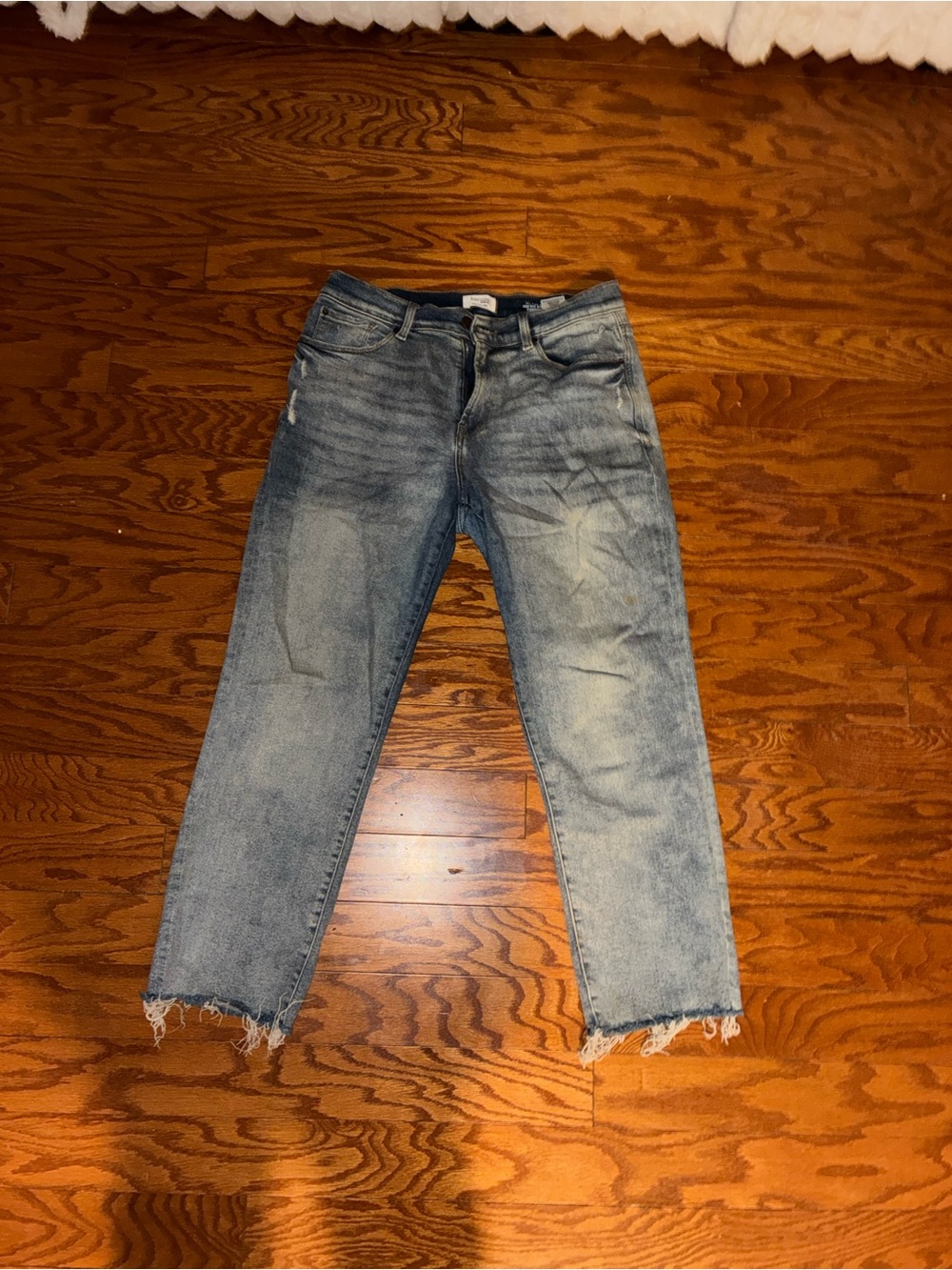 Kensie Vintage Luxe High Rise Slim Straight Jeans Size 10/30 Raw Hem